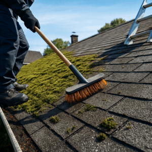Prevent Moss On Roof Treatment Bc Home Closeup Showing Clean Roof Surface And Moss-Free Shingles